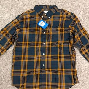 Columbia Yellow and Dark Green Plaid Shirt